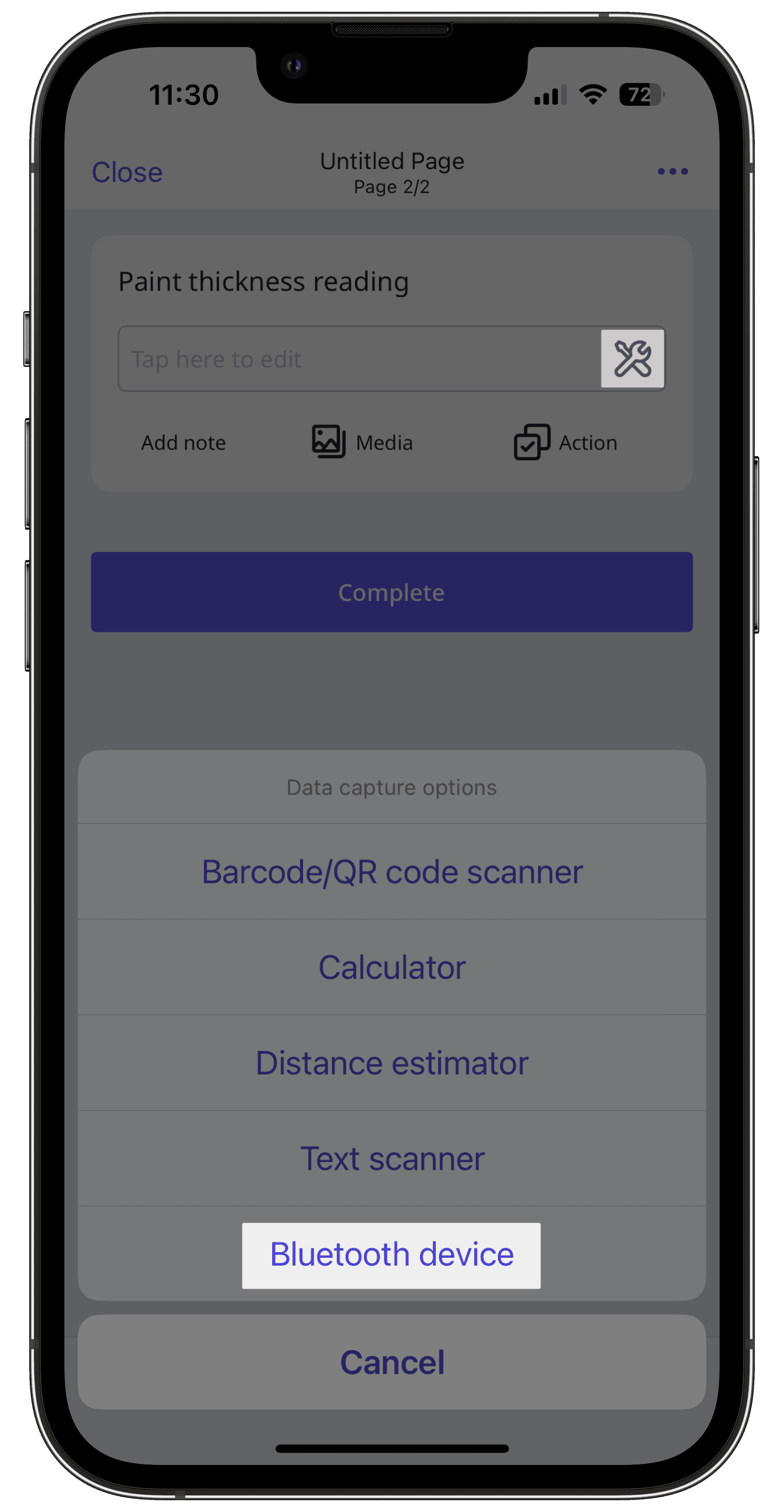 Medidor de espesor de pintura con conexión Bluetooth