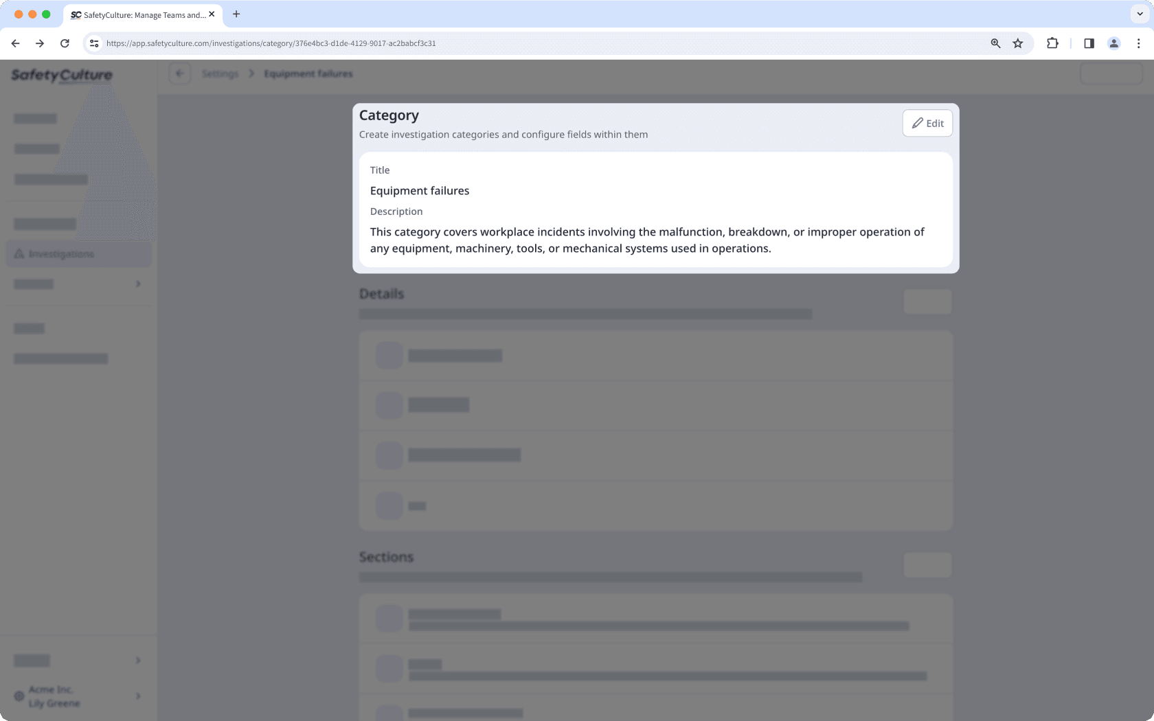 Créer une catégorie d'enquête via les paramètres de l'application Web.