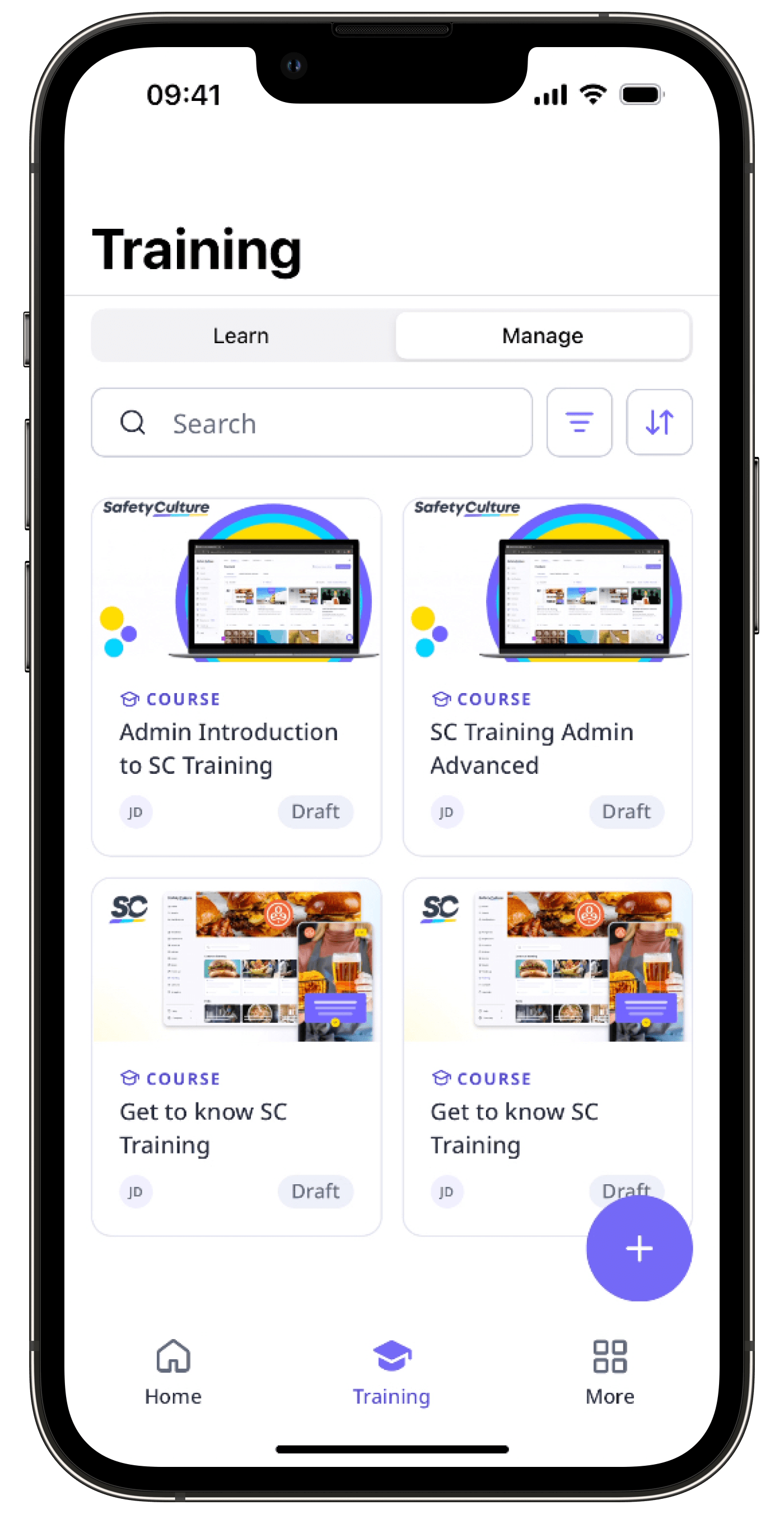 Pantalla de formación en el modo «Solo formación» a través de la aplicación móvil.