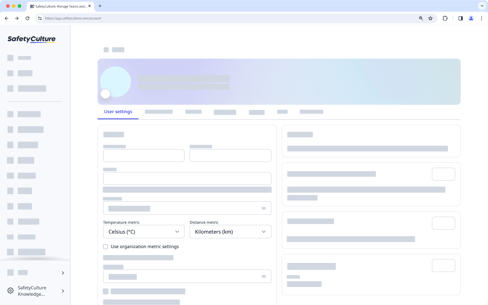 Cambie los ajustes de las métricas de su cuenta a través de la aplicación web.