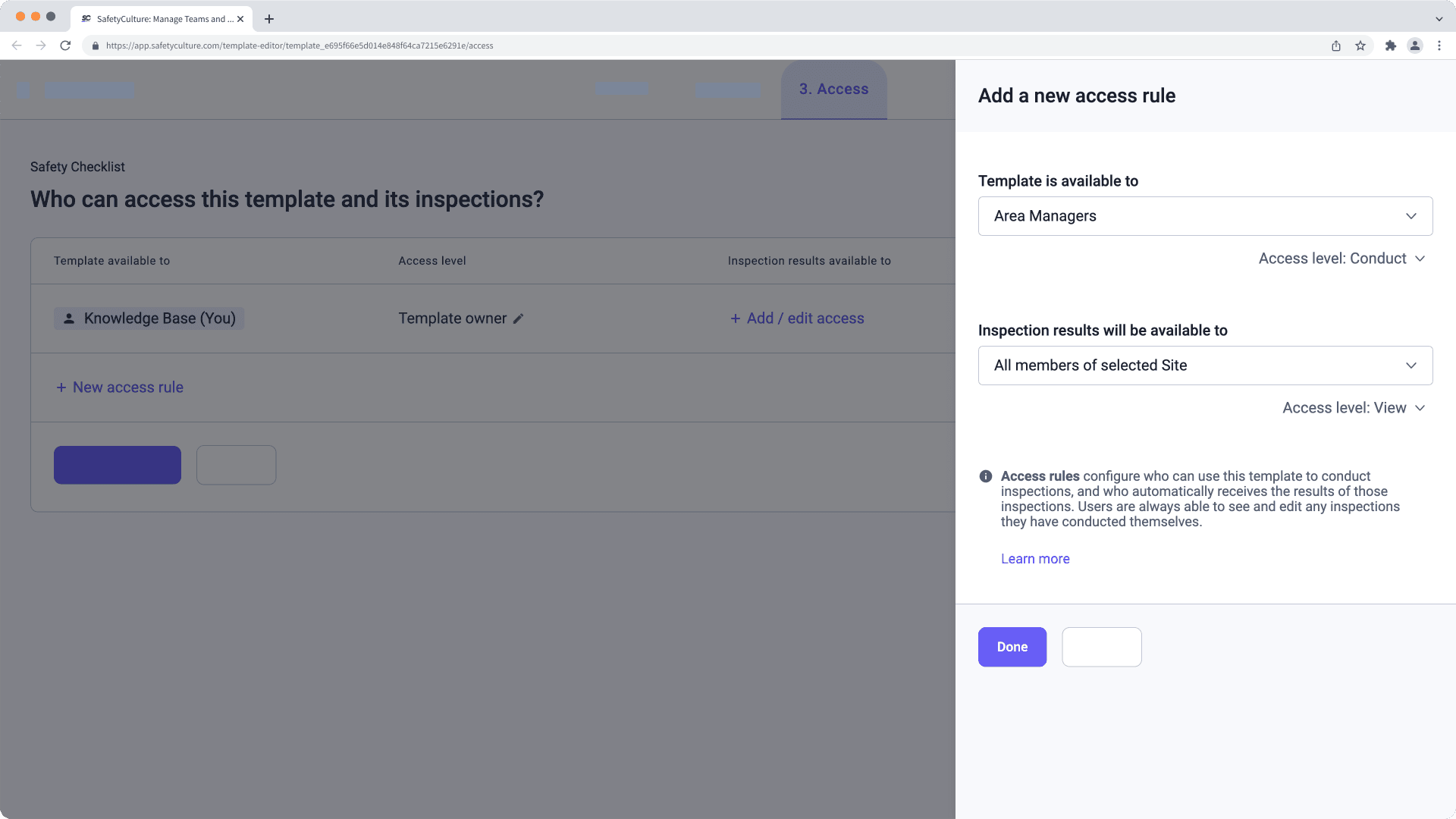 Mithilfe der Web-App erweiterten Zugriff auf Inspektionen gewähren.