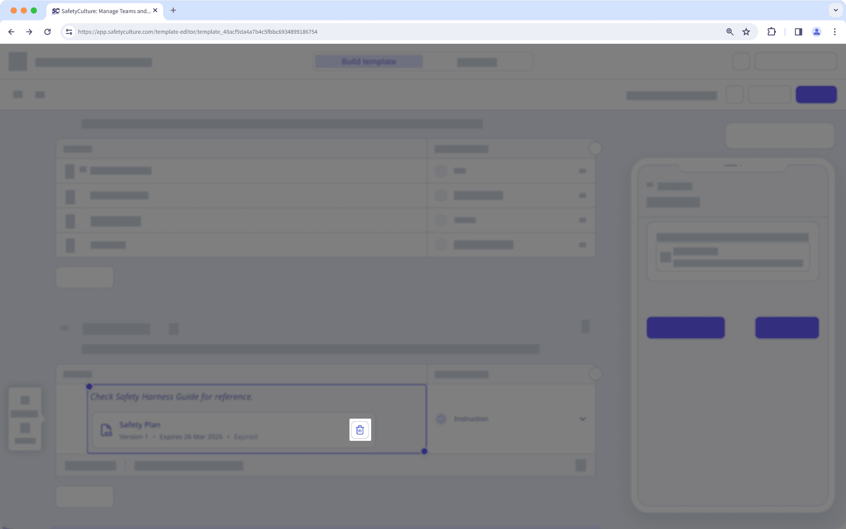 La page de modification du modèle affichant le bouton pour supprimer un fichier d'une instruction.