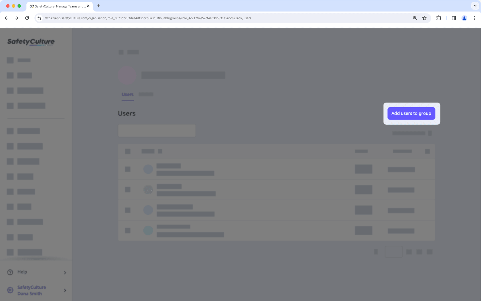 Add a user to a group via the web app.