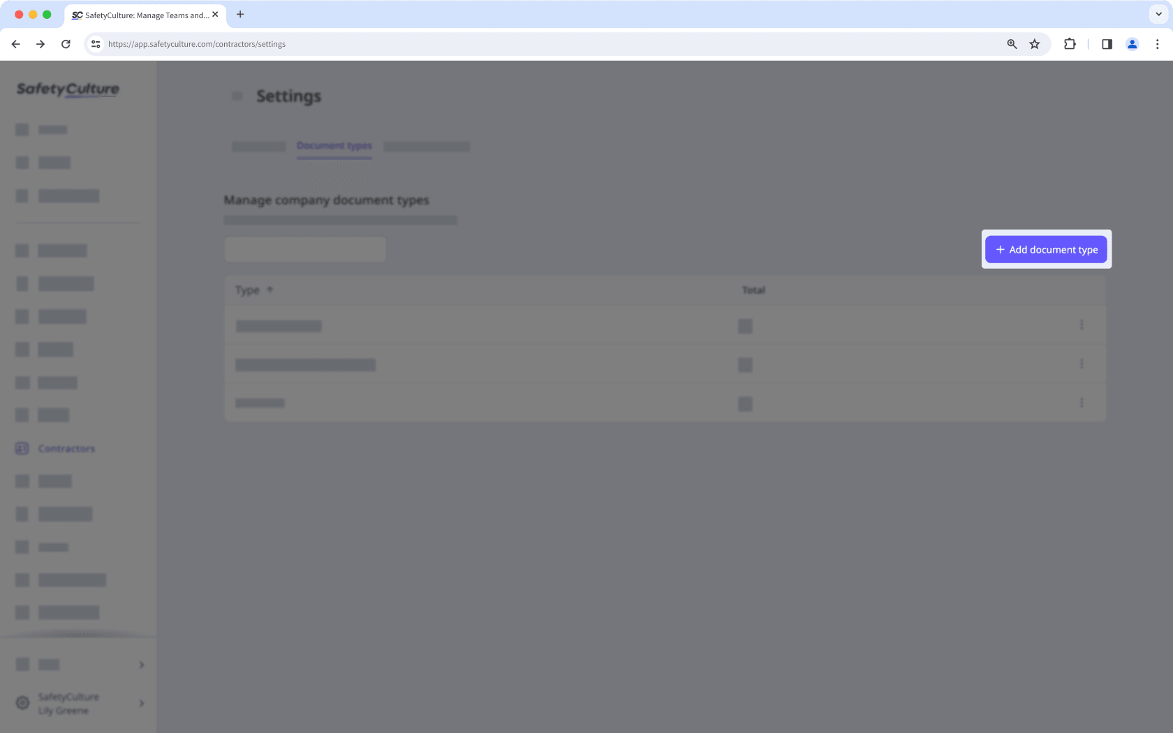 Create a company document type via the web app.