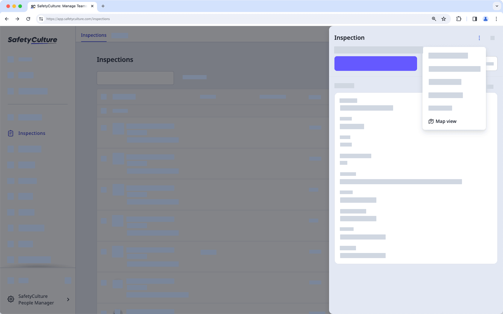 View inspection response locations on a map via the web app.