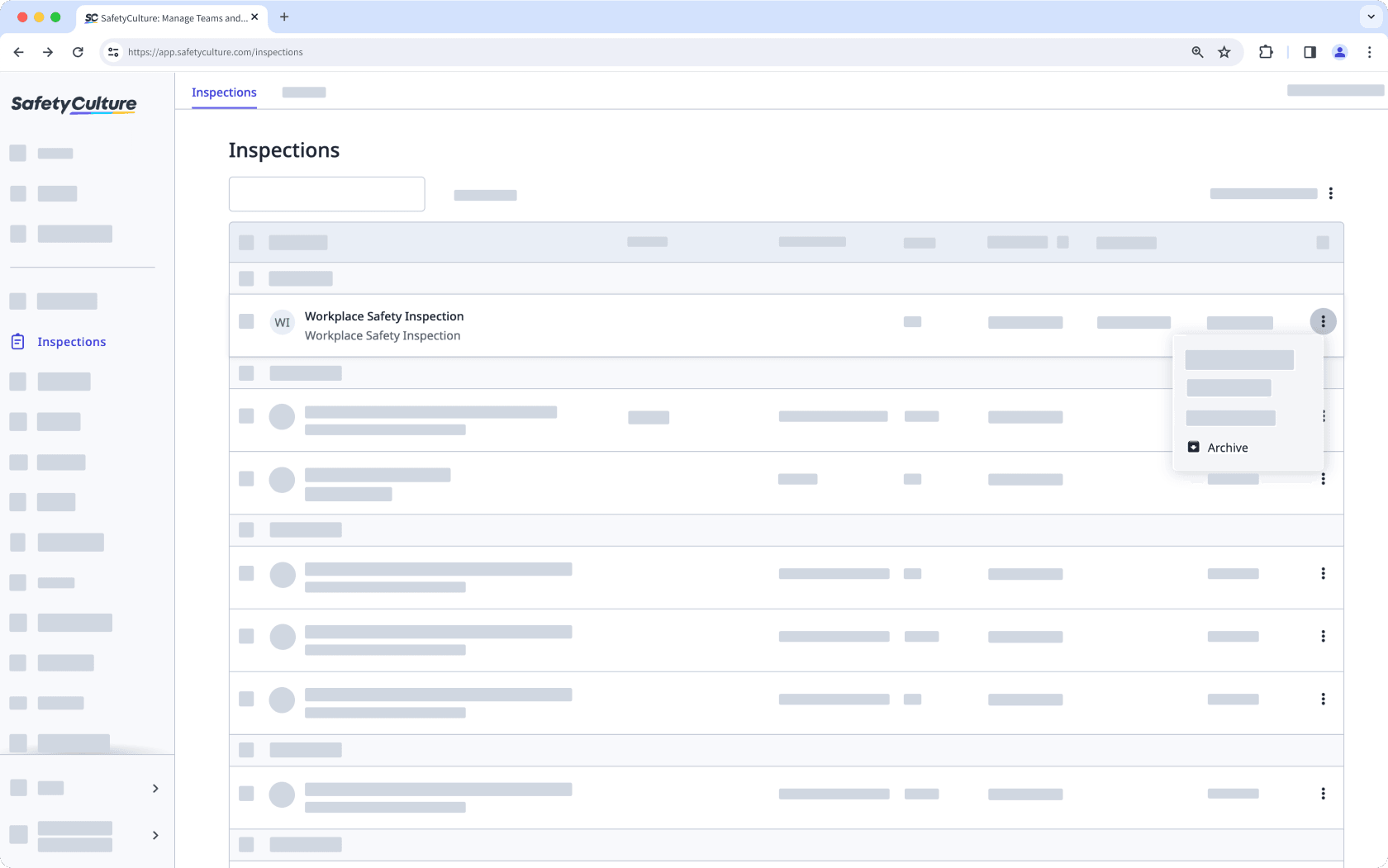 Archive inspections via the web app.