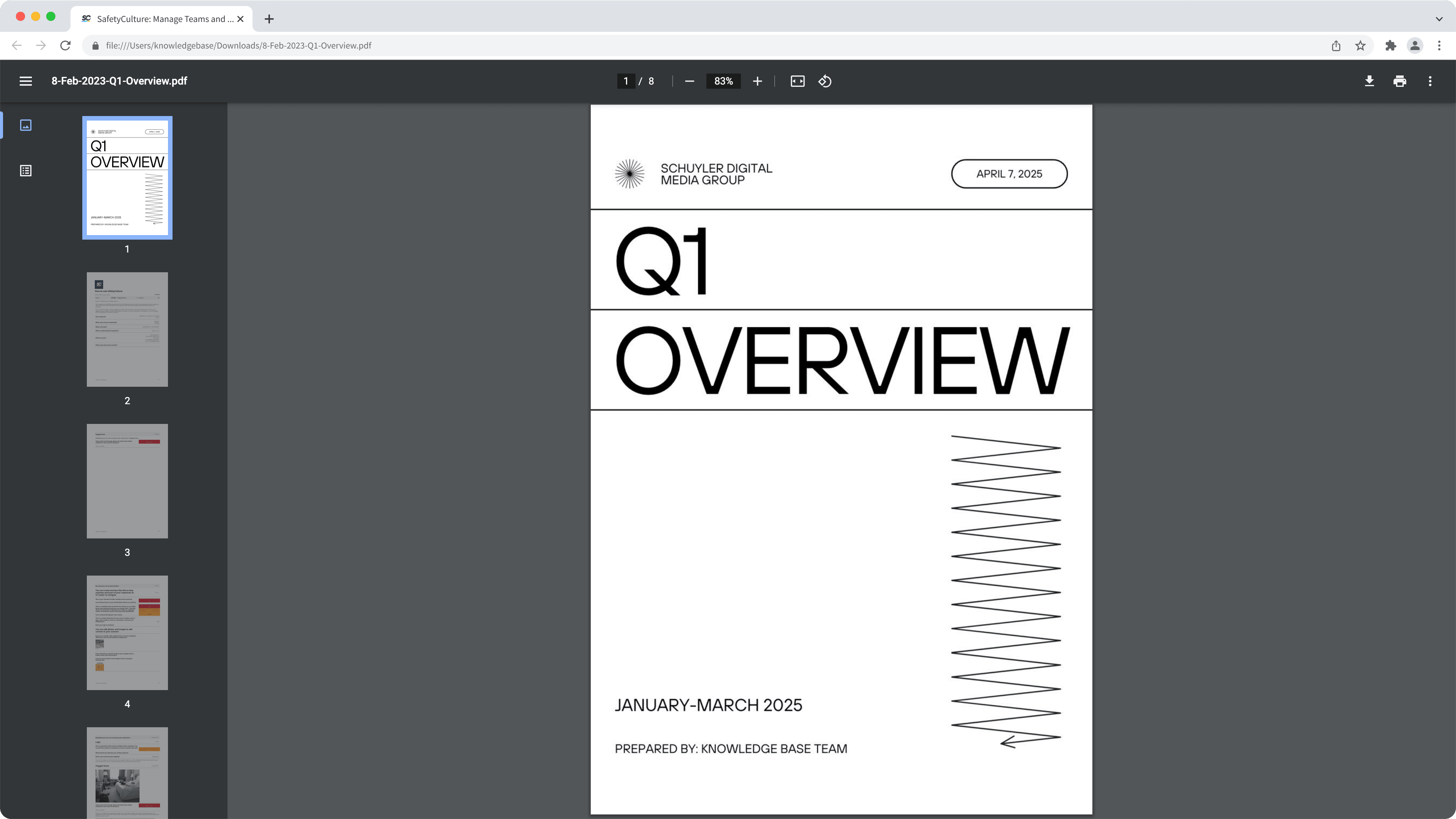 Exemple de page de couverture d'un rapport d'inspection.