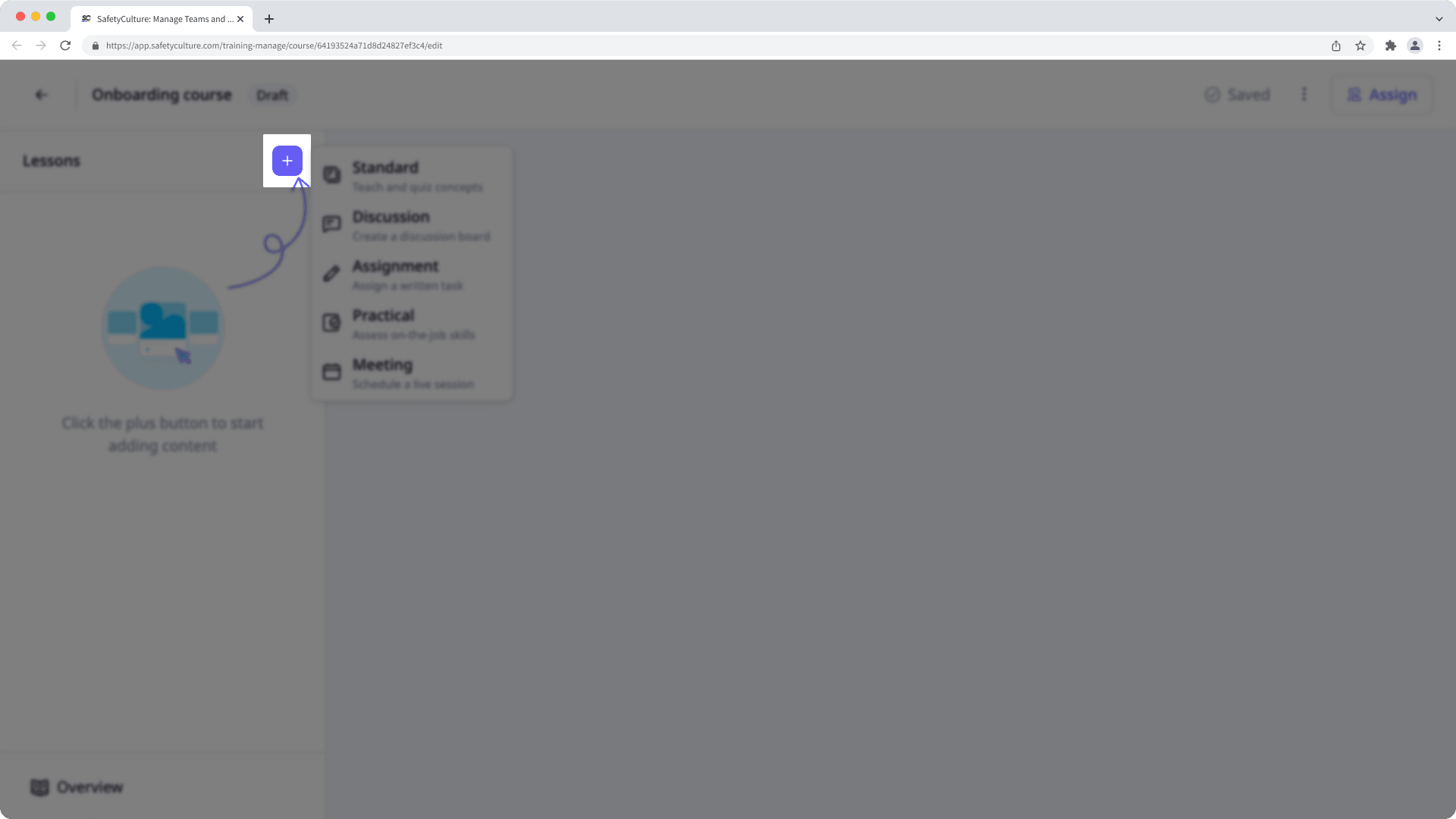 Crear una clase de formación a través de la aplicación web.