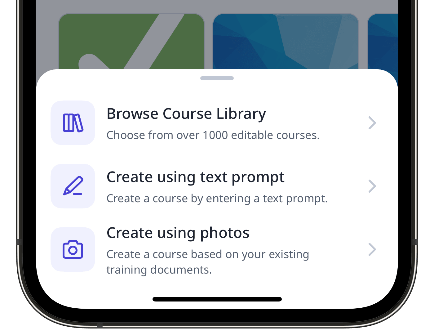 Crear un curso de formación a través de la aplicación móvil.