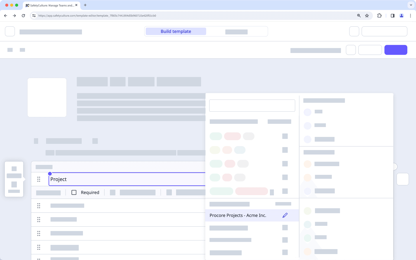 Search and select the "Procore Projects" Global Response Set in the Template Editor via the web app.