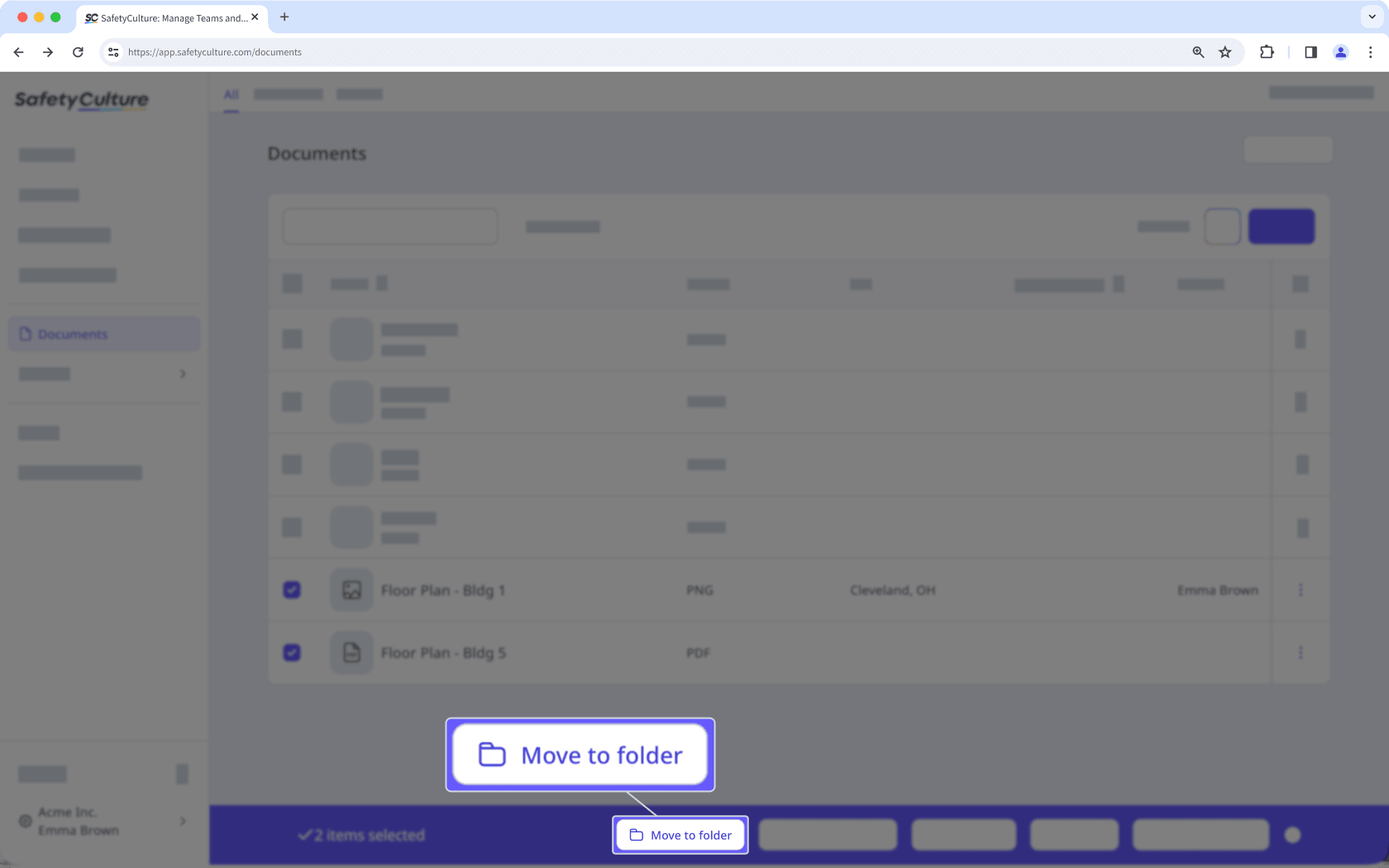 Bulk move files to a folder via the web app