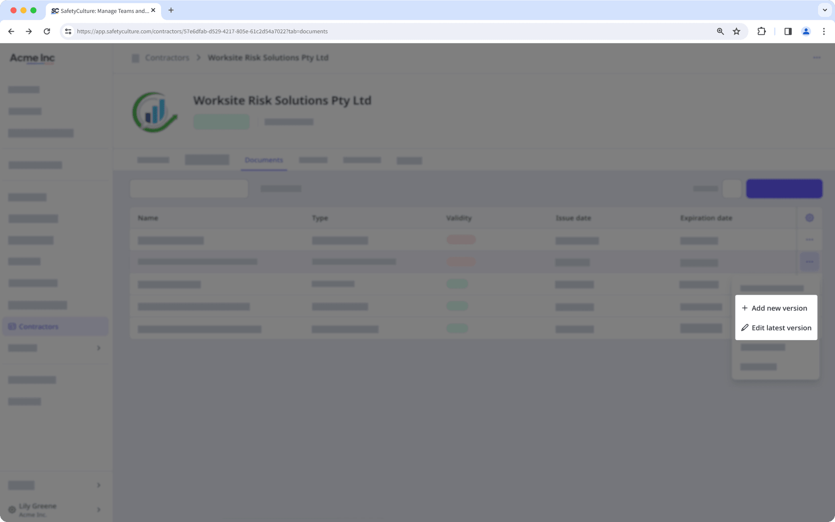 The Documents tab with the "Add new version" and "Edit latest version" buttons visible.