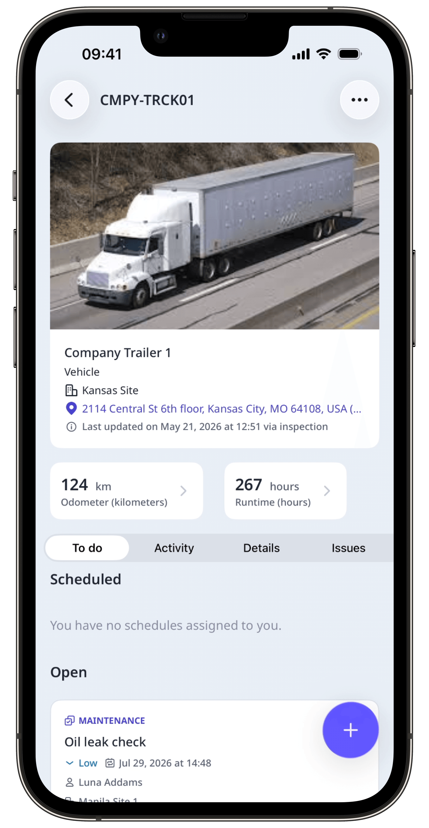 View an asset profile via the mobile app.