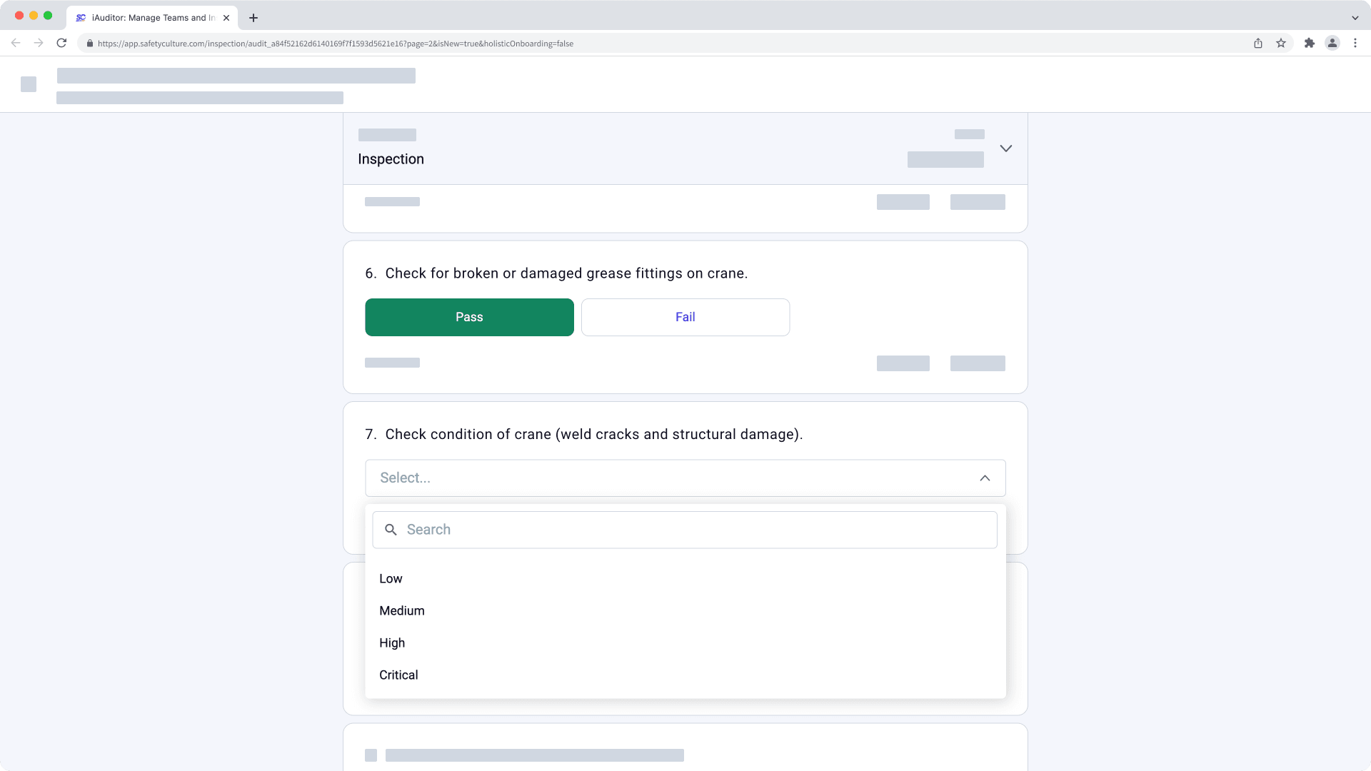 A custom response set in a multiple-choice question, shown in a dropdown list on the web app.