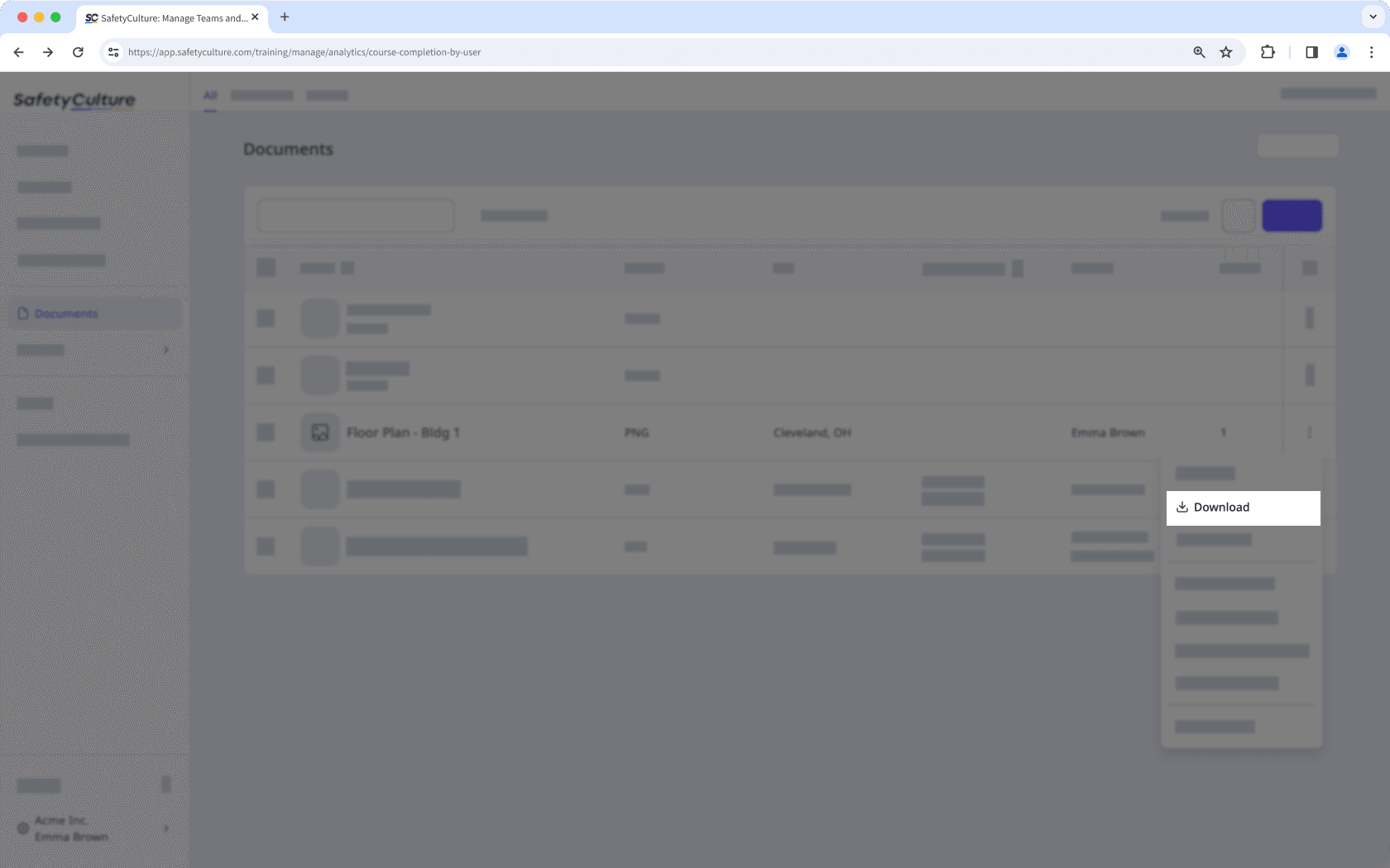 Download a file via the web app.