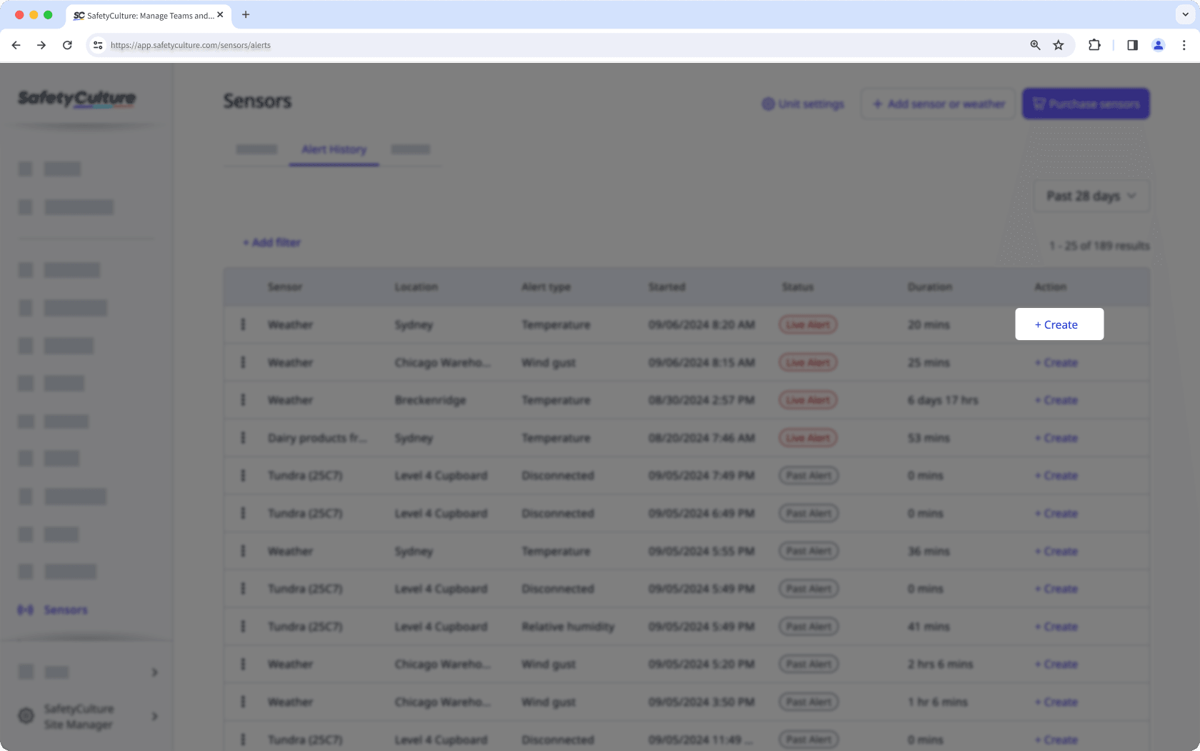 Mithilfe der Web-App eine Sensor-Alert-Aktion erstellen.