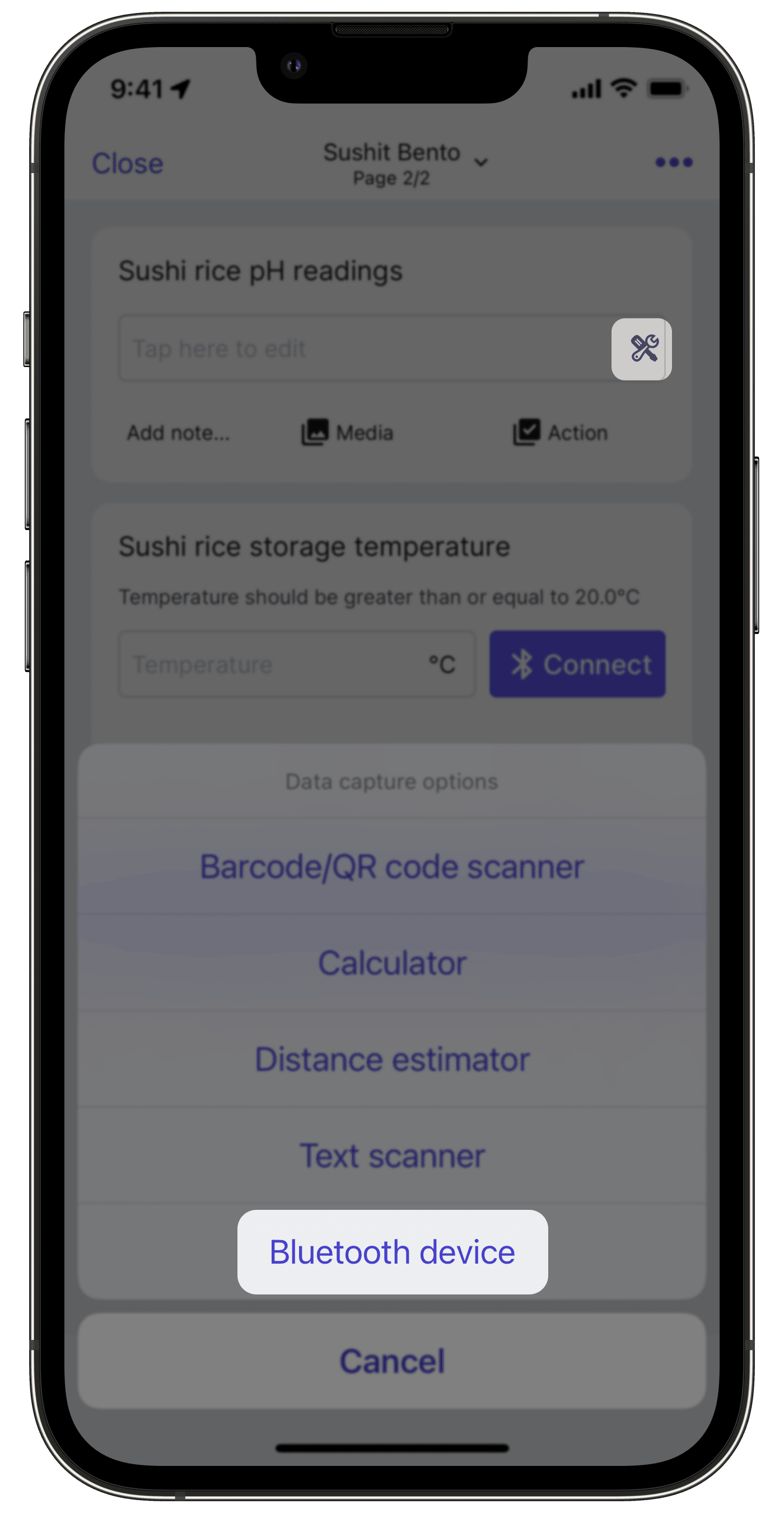 Sélectionnez l'option d'appareil Bluetooth sur l'application portable pour procéder au jumelage avec les appareils.