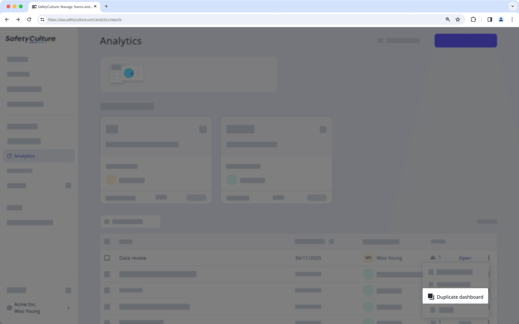 Duplicar un panel de Estadísticas a través de la aplicación web.