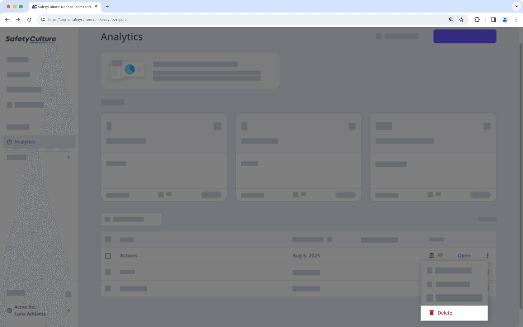 Mithilfe der Web-App ein Dashboard löschen.