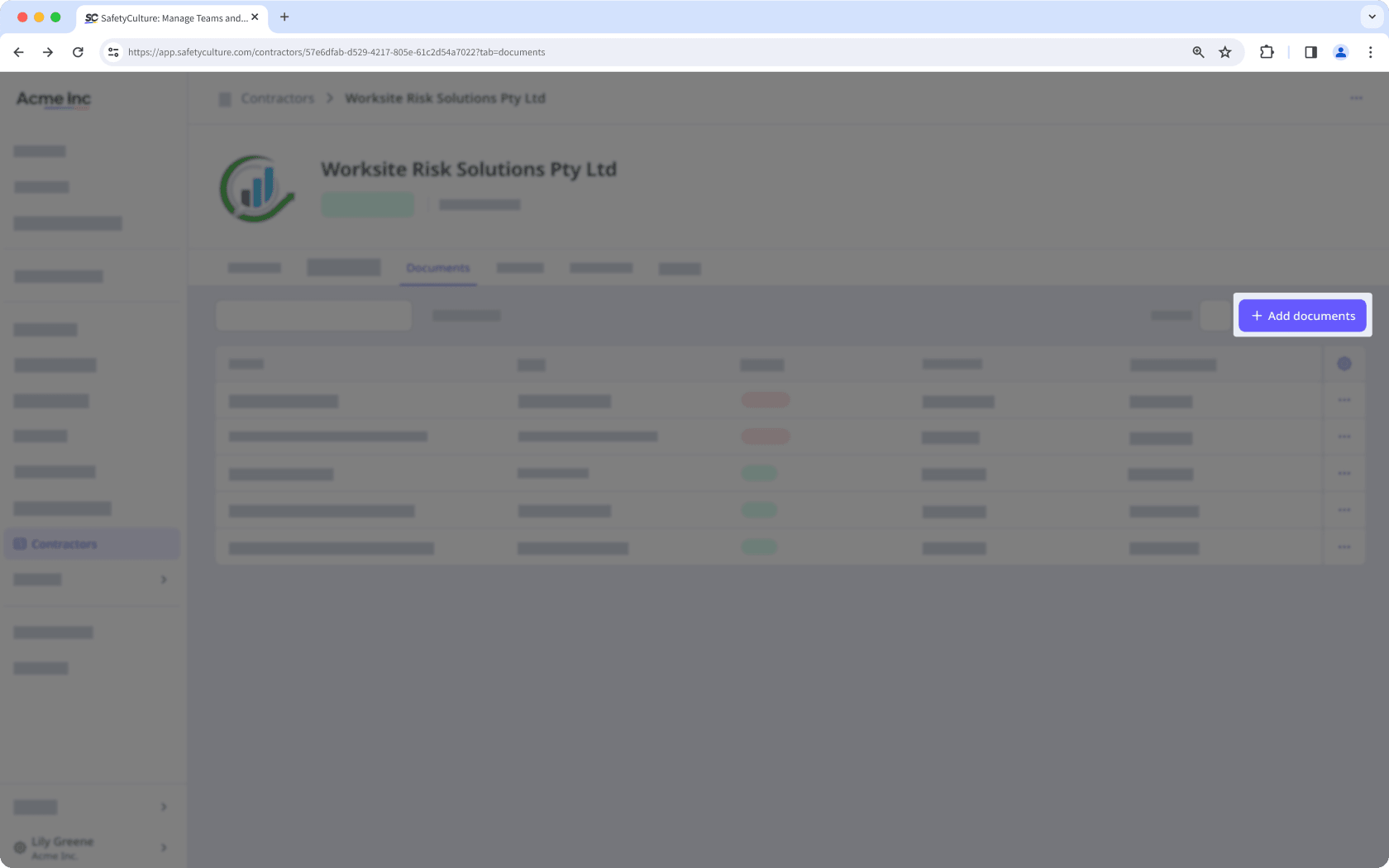 The Documents tab with the "Add documents" button visible.