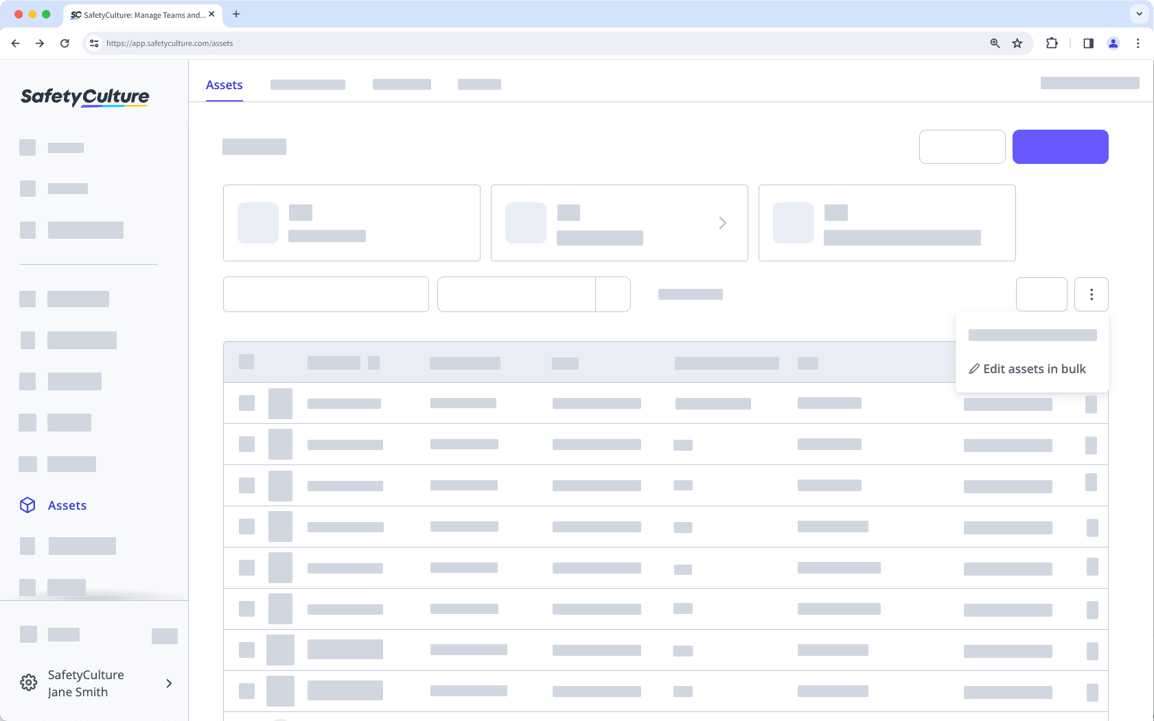 Haga clic en Editar activos en masa a través de la aplicación web.