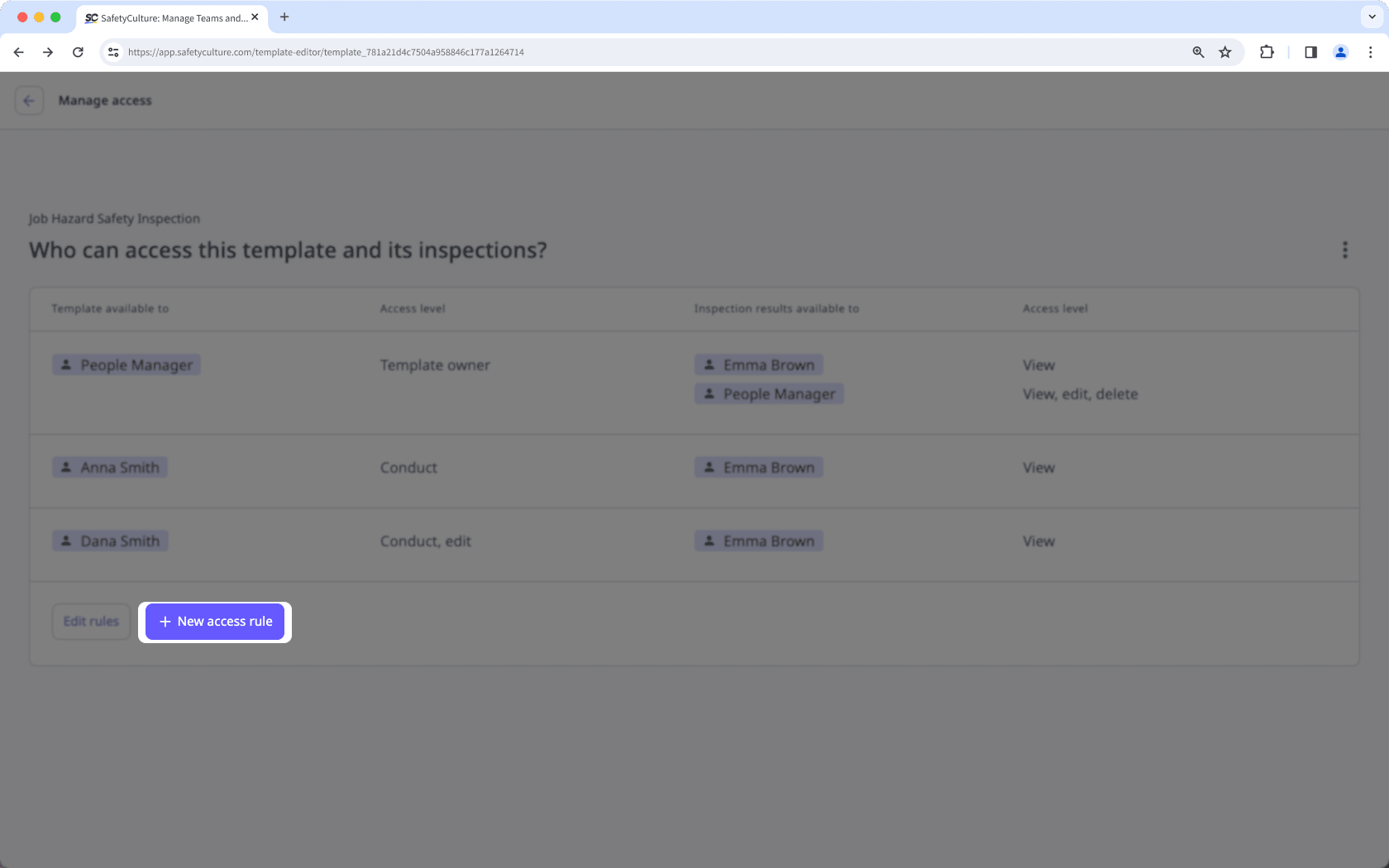 Create an access rule via the web app.
