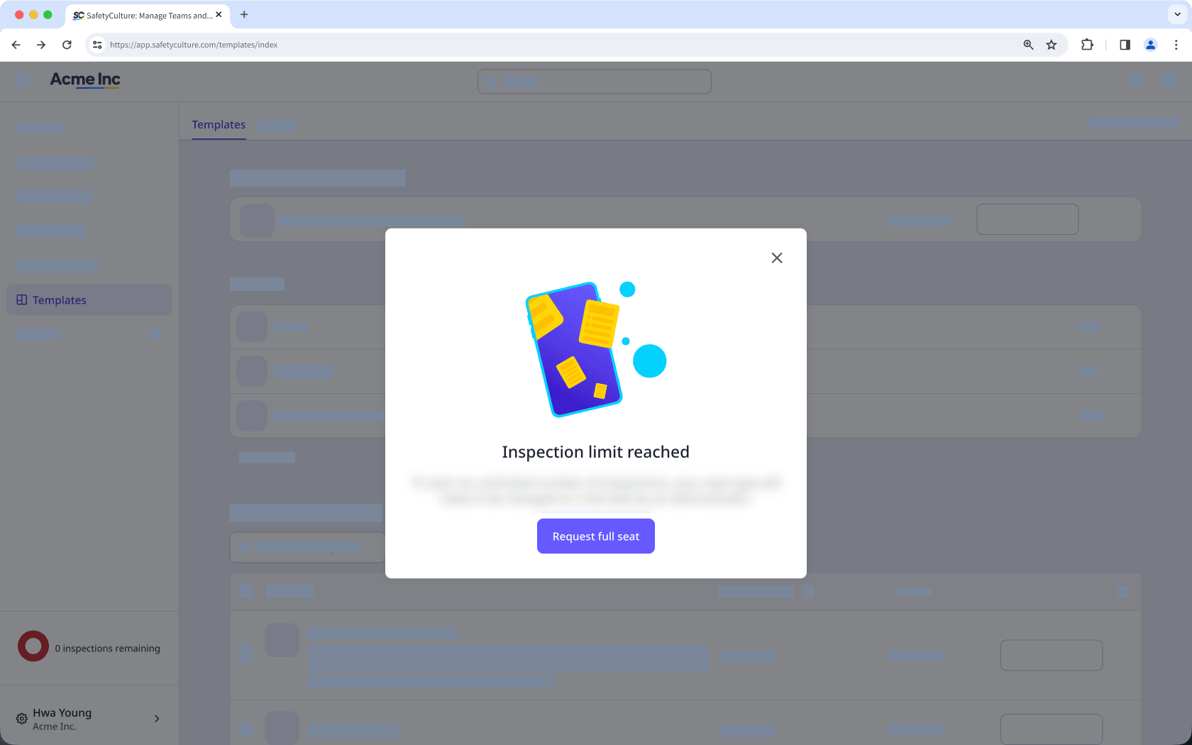 Une fenêtre contextuelle avec l'option de demander une Licence Complète.