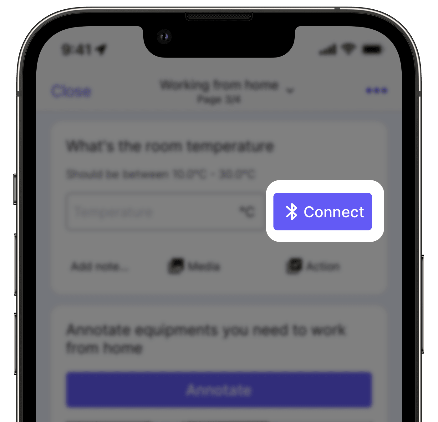 Connecter le thermomètre Bluetooth depuis l'application portable.