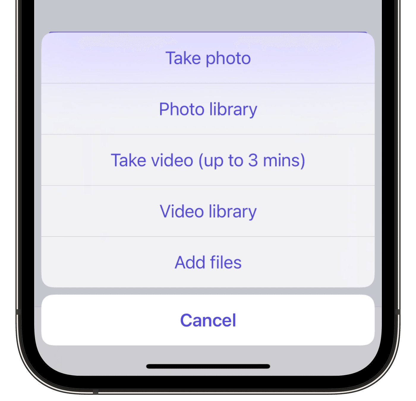 Attach media in inspections via the iOS mobile app.