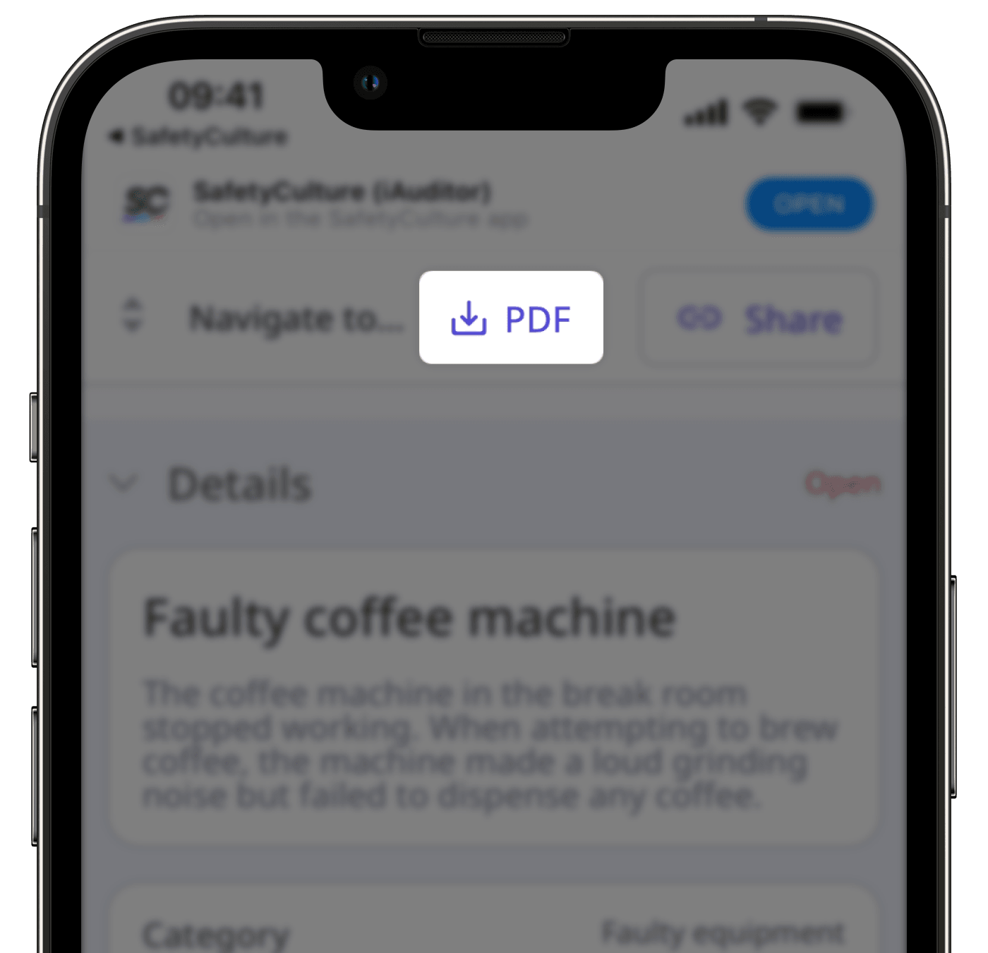 Download issue report as PDF via the mobile app.