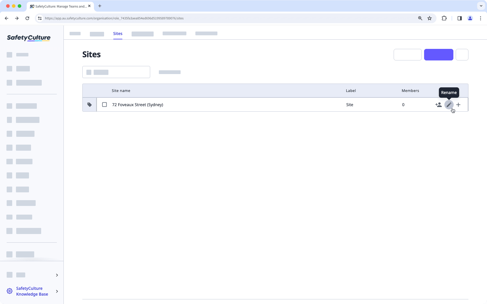 Renommer des sites à partir de l'application Web.