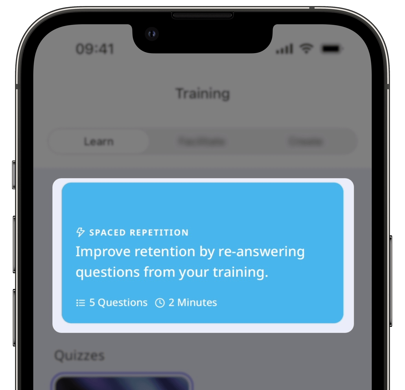 Inicie un cuestionario de Brain Boost desde la aplicación móvil.