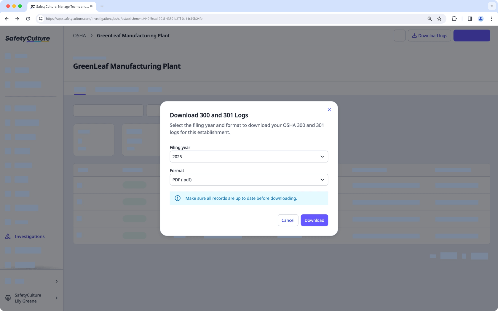 Download 300 and 301 logs as PDF via the web app.
