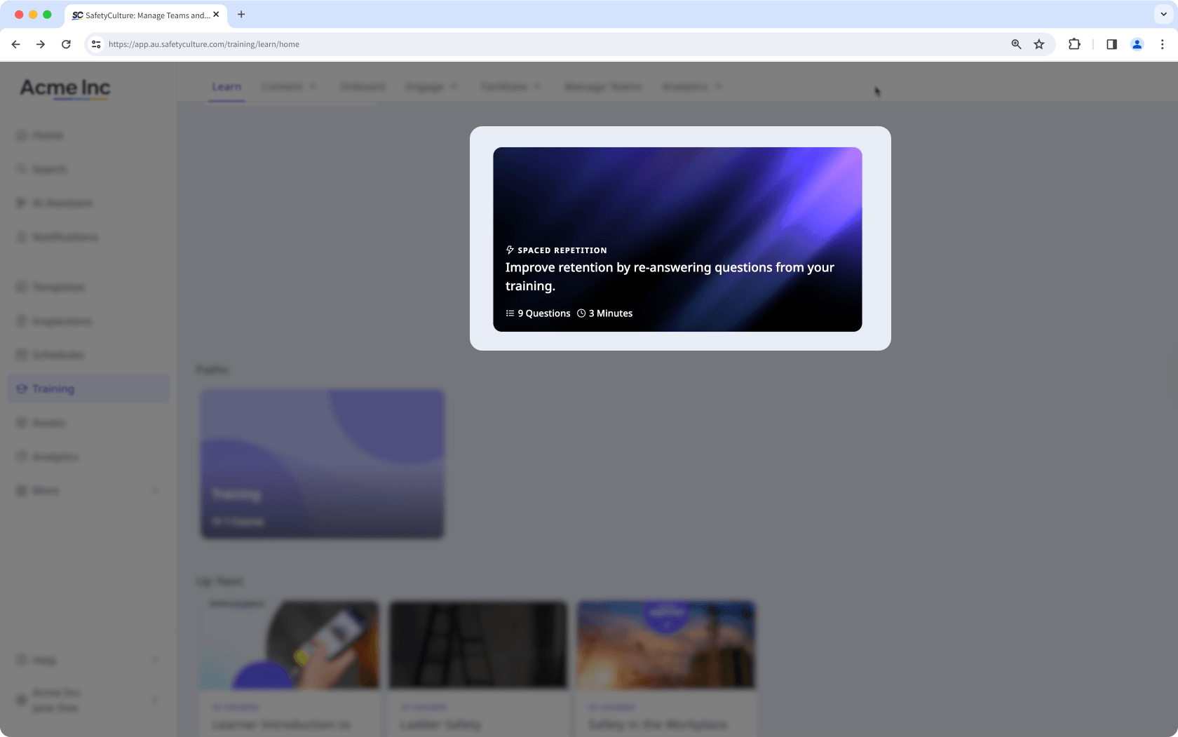 Iniciar un cuestionario de Repaso espaciado desde la aplicación web.
