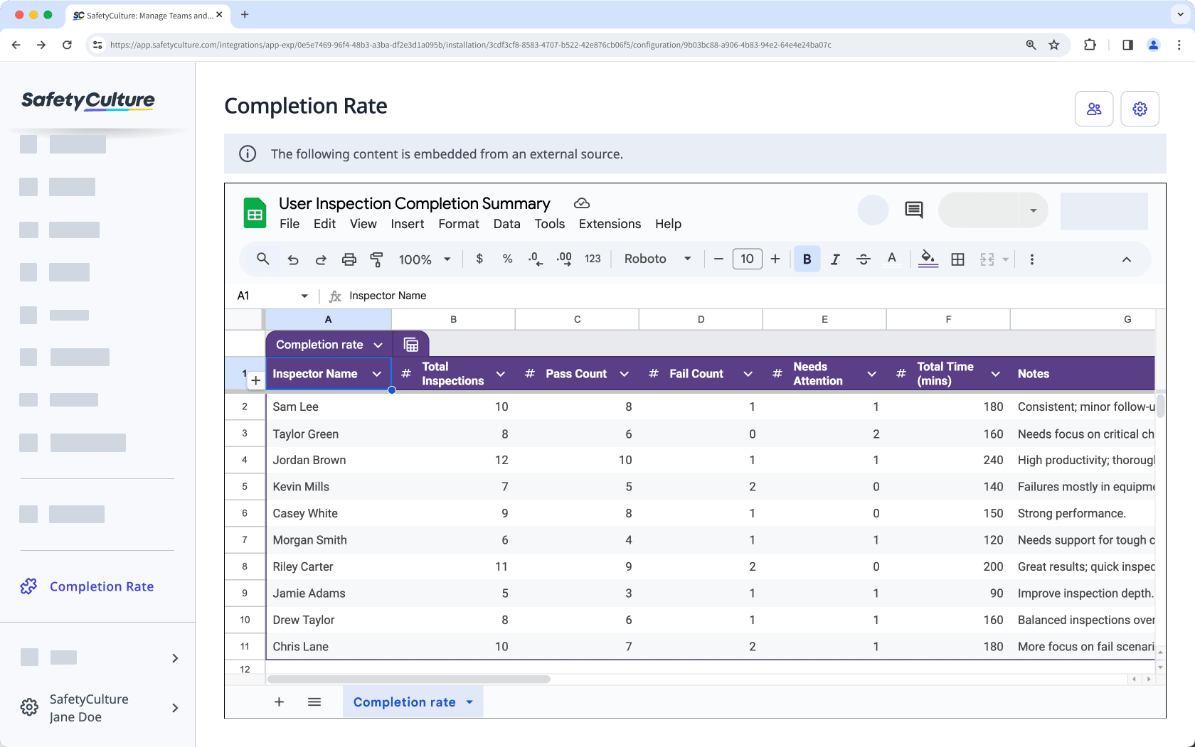 View Google Sheets via the web app.