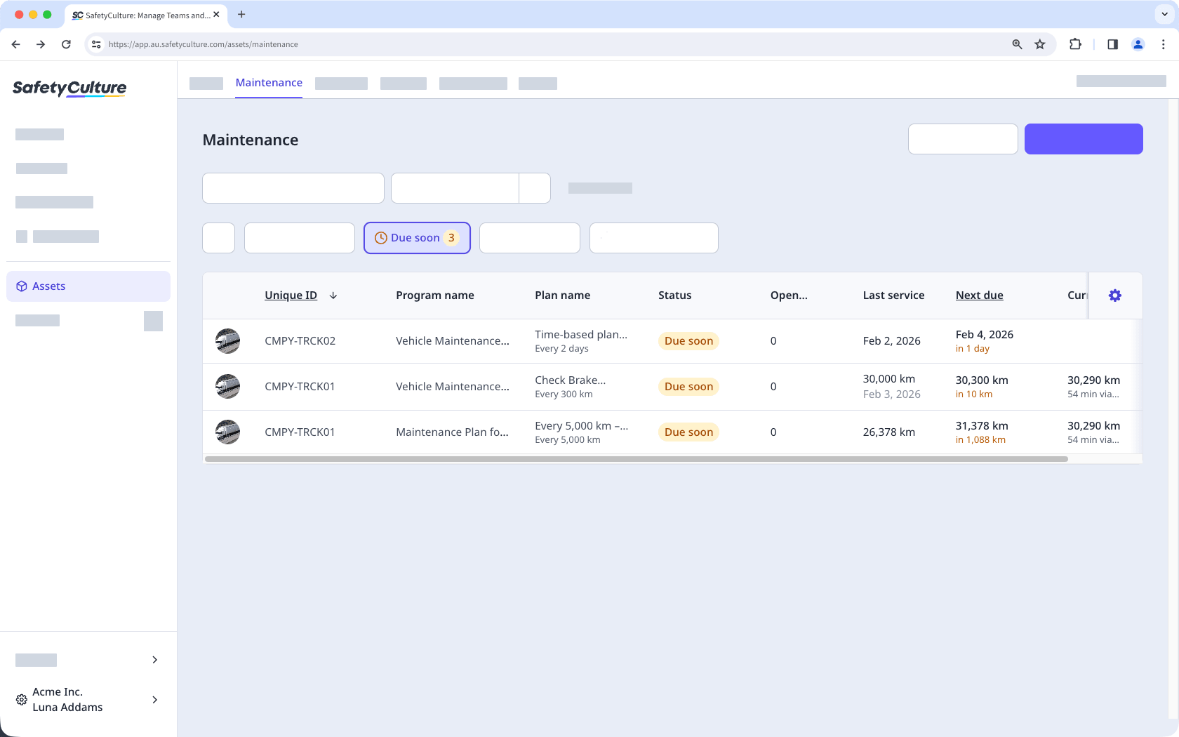 View due soon plans via the web app.
