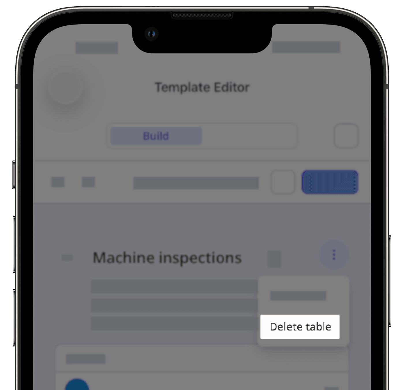Delete a table from your template via the mobile app.