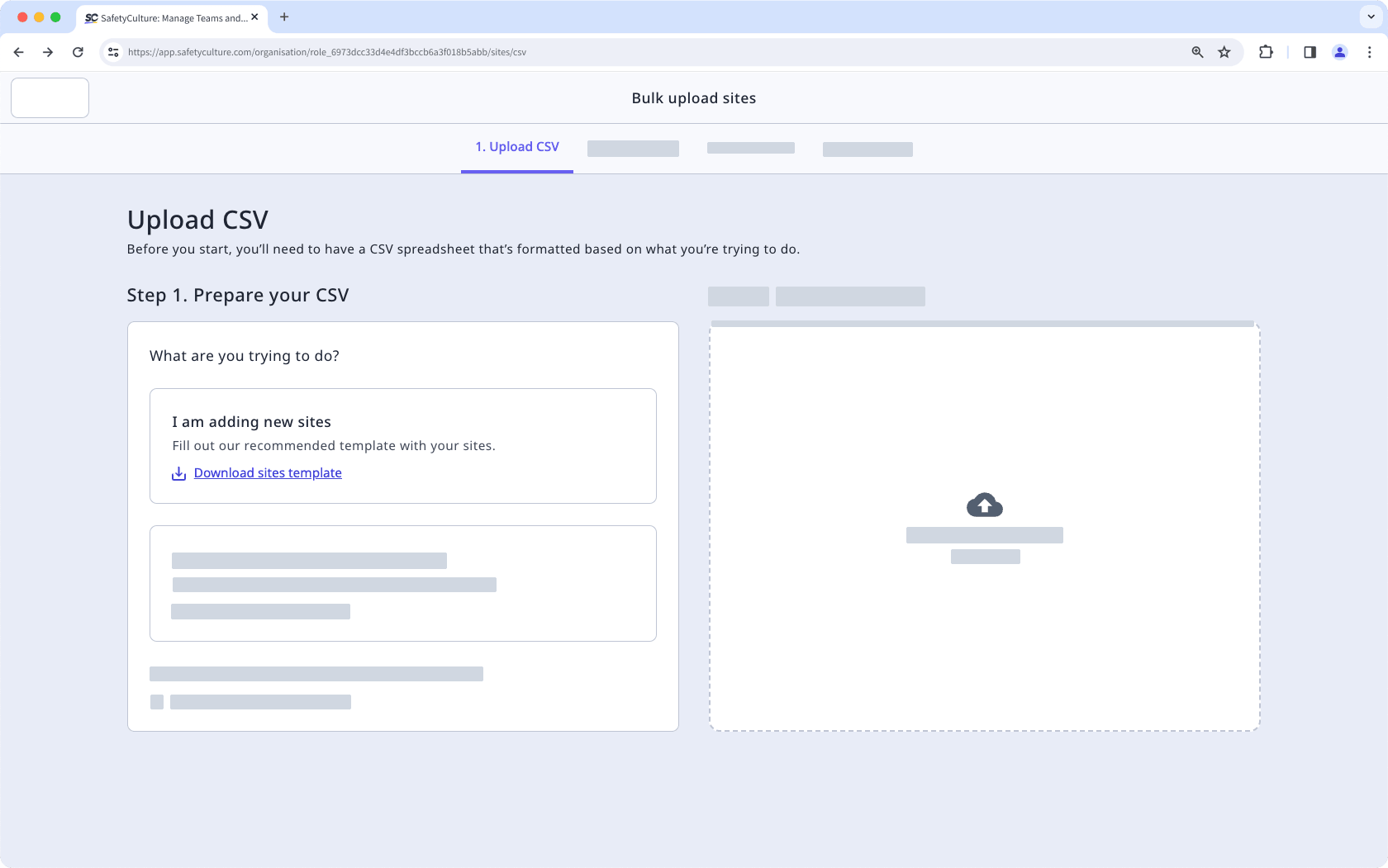 Téléchargement groupé de sites CSV à partir de l'application Web.