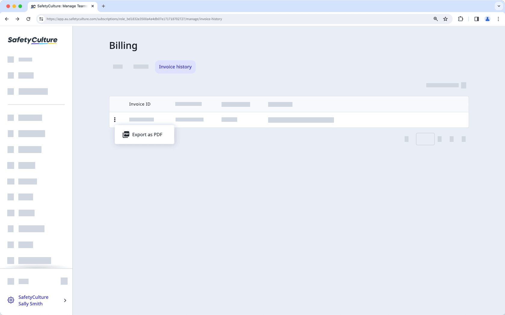 Descargue una factura a través de la aplicación web.