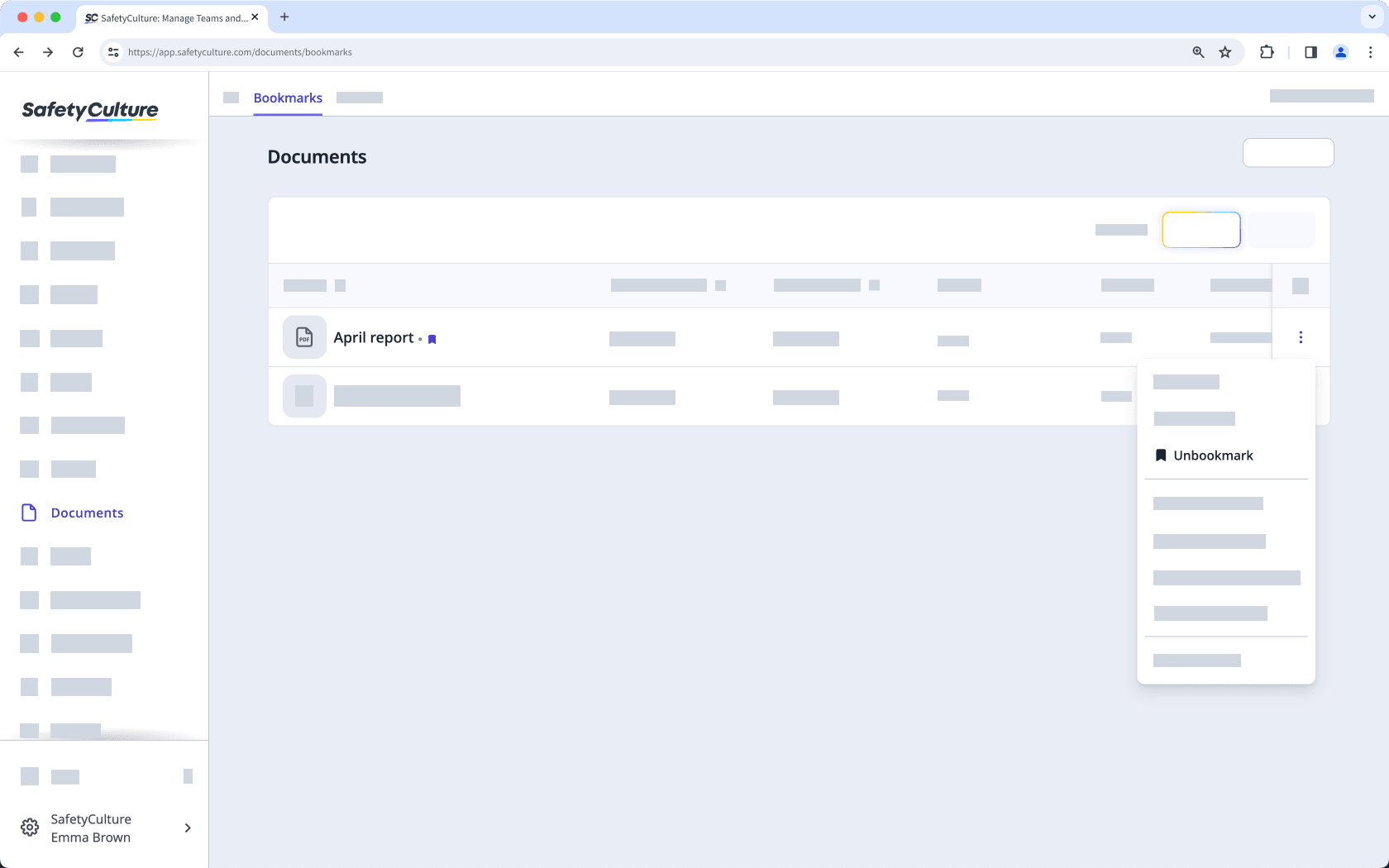 Un-bookmark a file or folder via the web app.