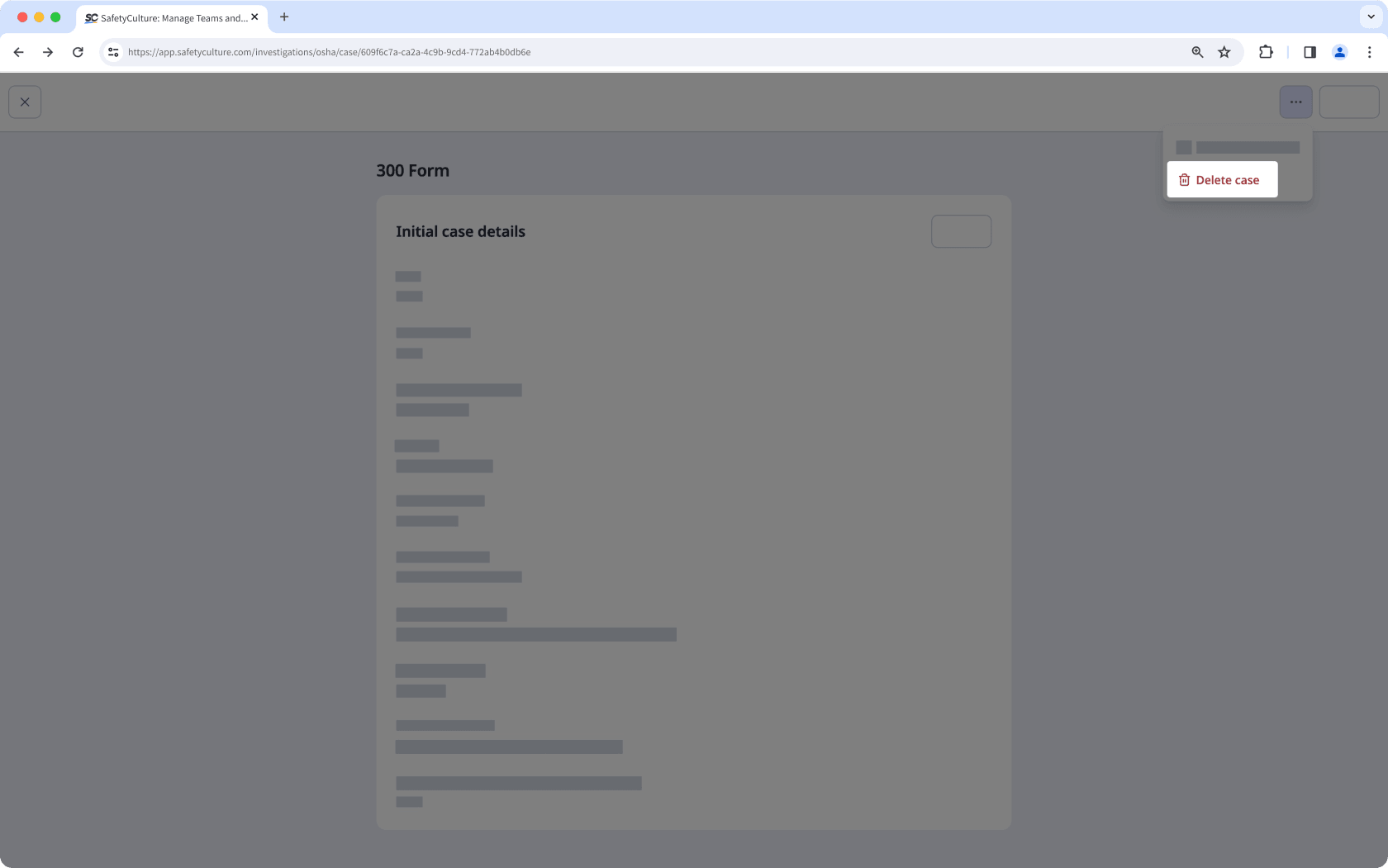 Delete a case for OSHA reporting via the web app.