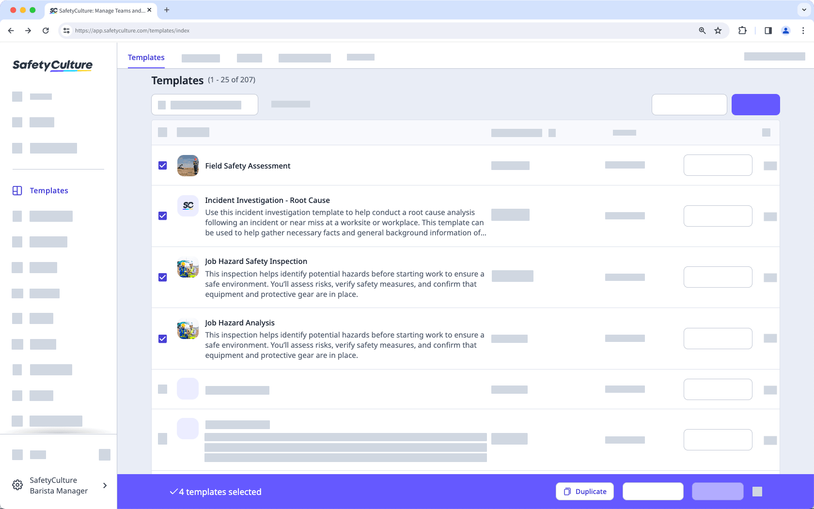 Mithilfe der Web-App mehrere Vorlagen duplizieren.