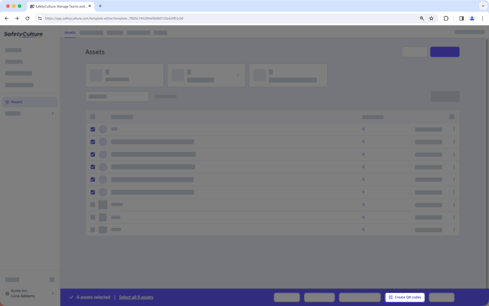 Create asset profile QR codes in bulk via the web app.
