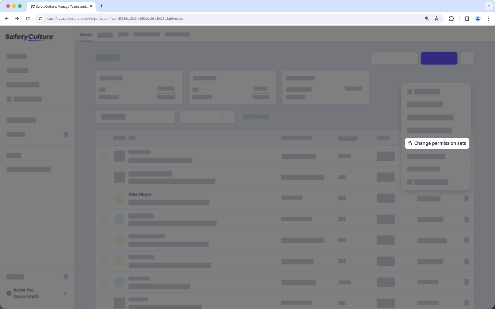 Change a user's permission set via the web app.