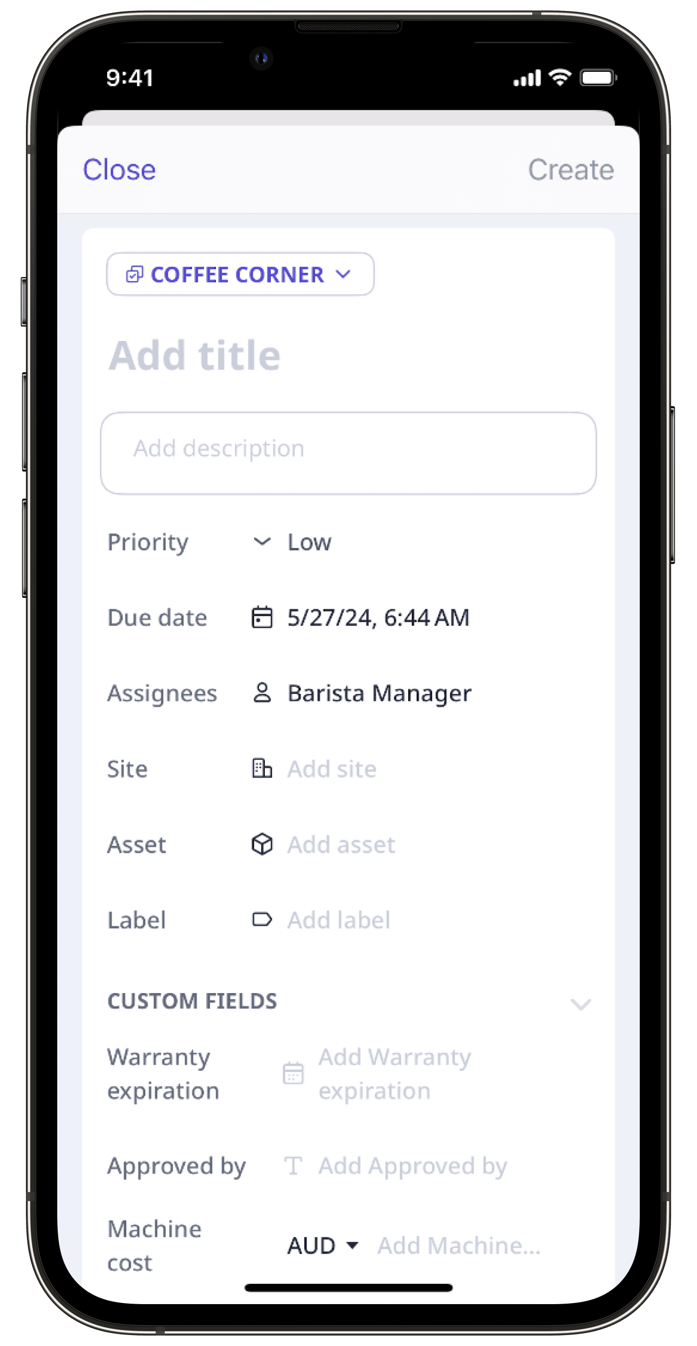 Create a standalone action via the mobile app.