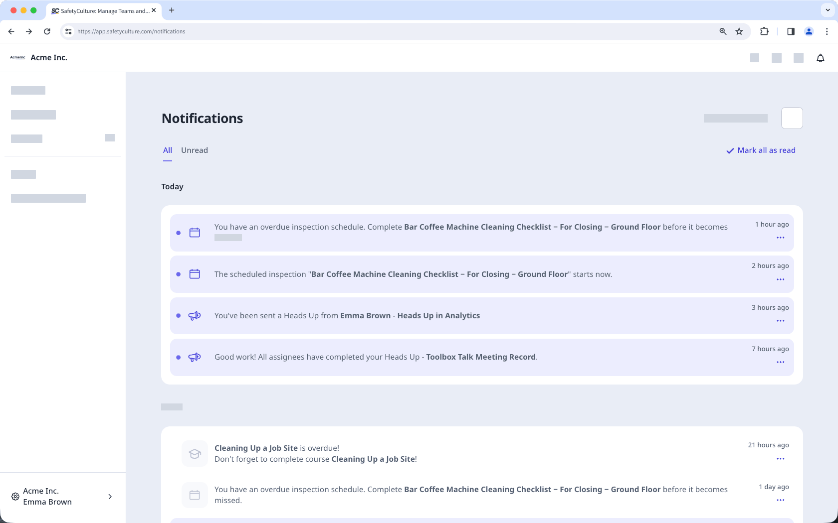 Ver el contenido de notificaciones de la aplicación a través de la aplicación web.