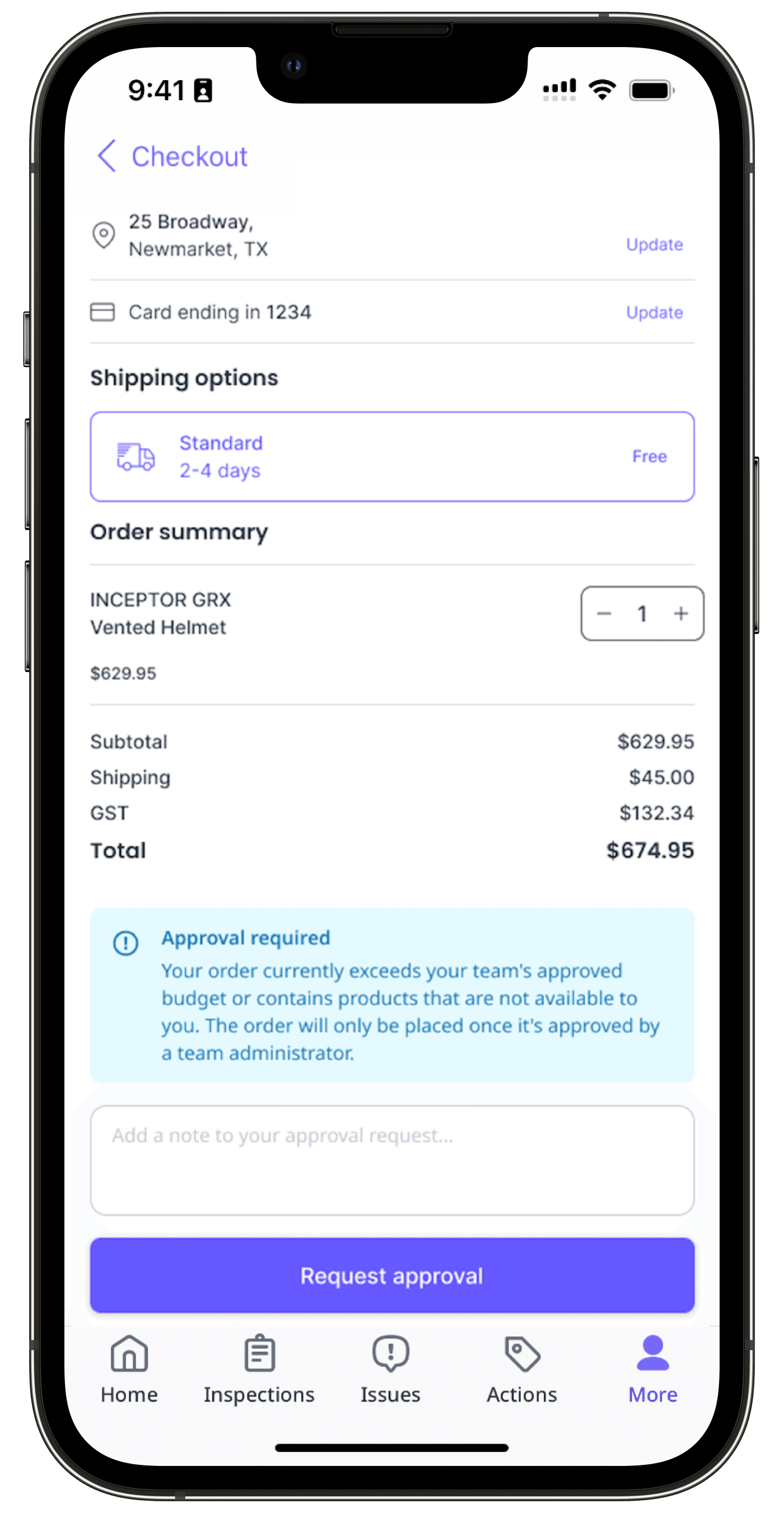 Mithilfe der Mobile-App die Genehmigung für eine Marketplace-Bestellung anfordern.