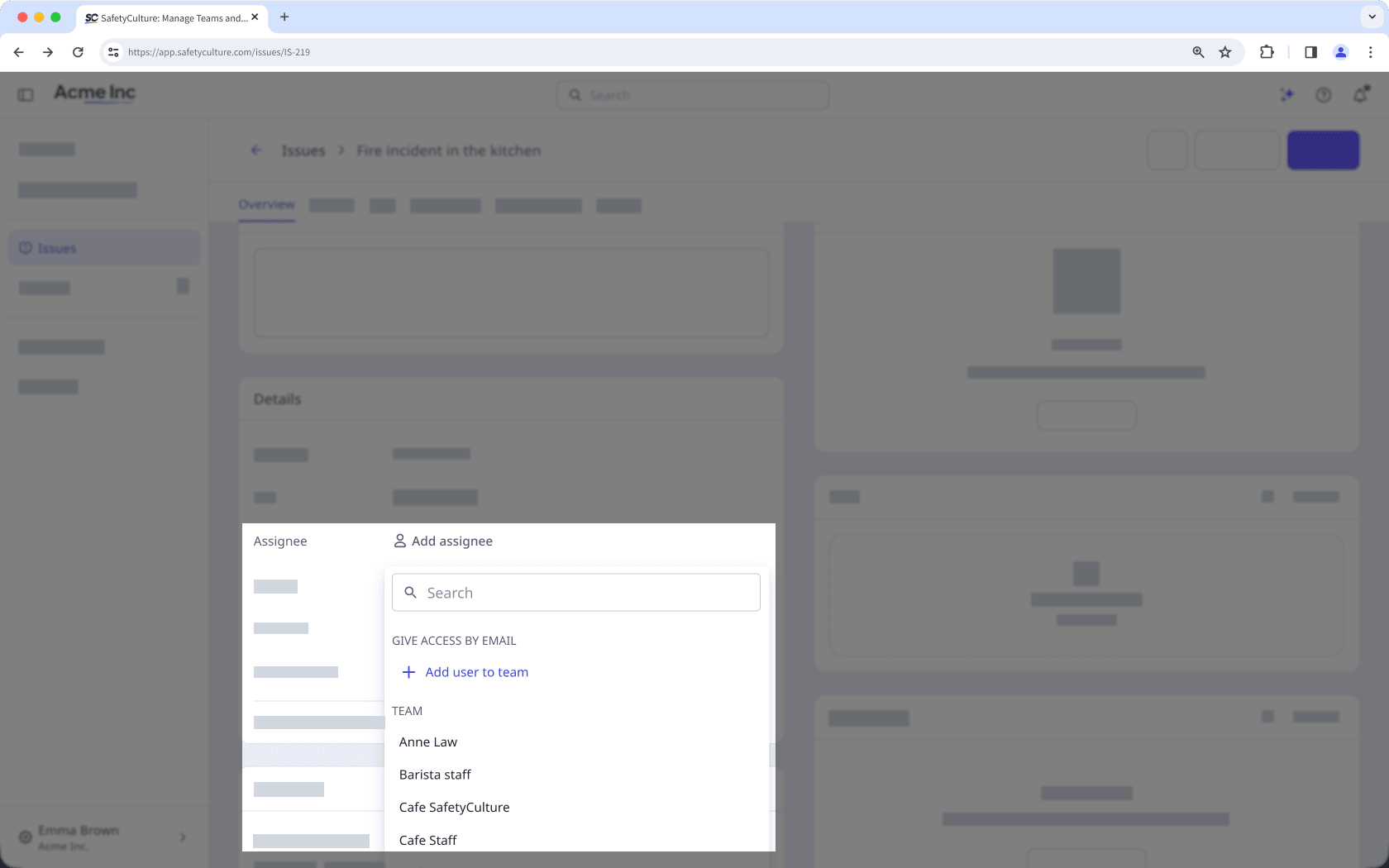 The issue profile page showing the option to add an assignee.