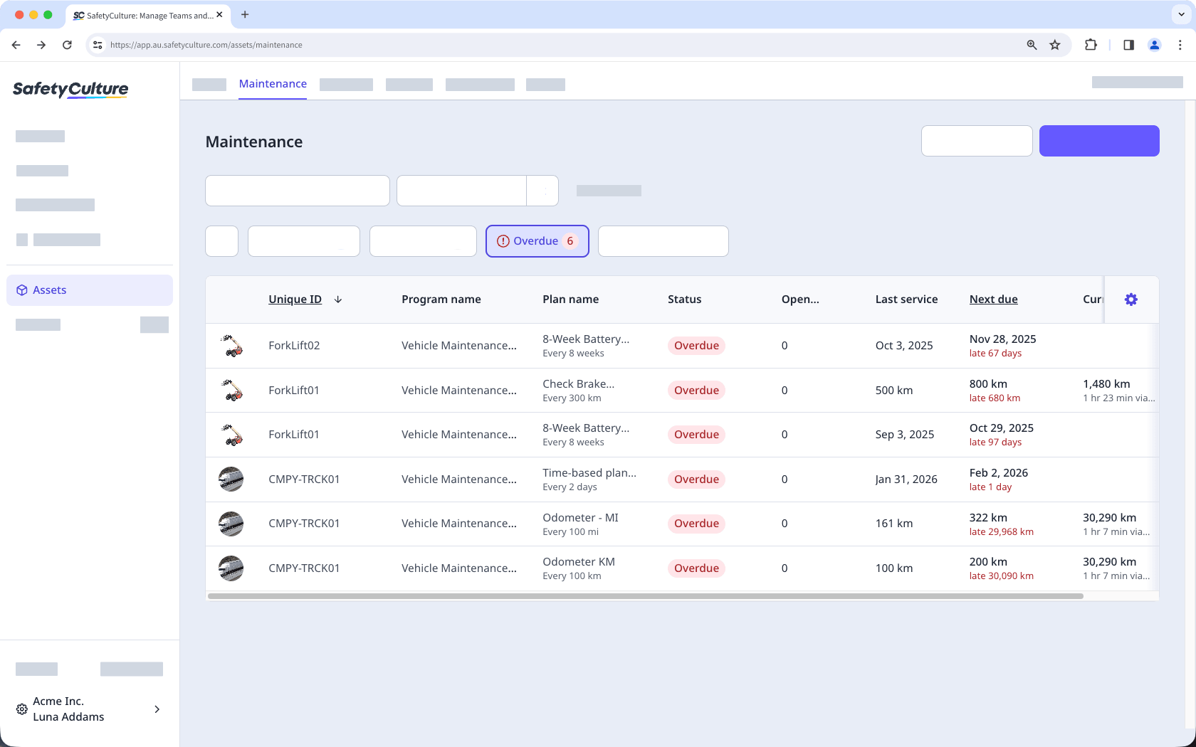 View overdue plans via the web app.